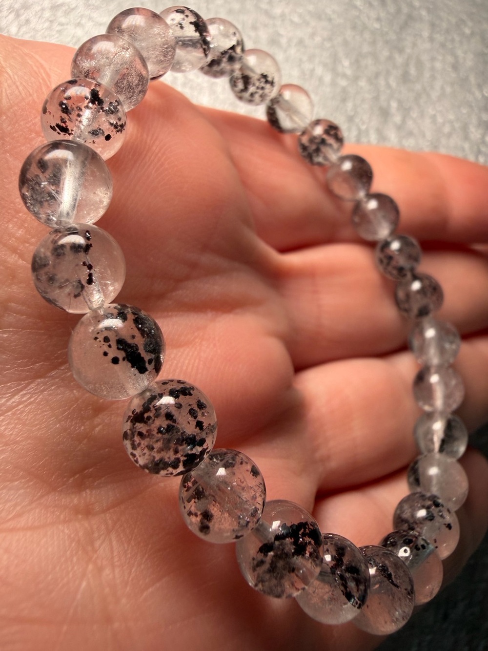 Hard to Find Vivianite in Quartz “Corpse Crystal” Natural Crystal Bracelet